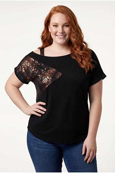 Ebsumu Women's Plus Size Leopard Printed Strap Blouse