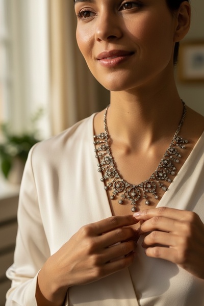 FAYRA ACCESSORIES Garden Gerdanlık Zirkon Taş İşlemeli Nişan Kına Düğün Gerda...