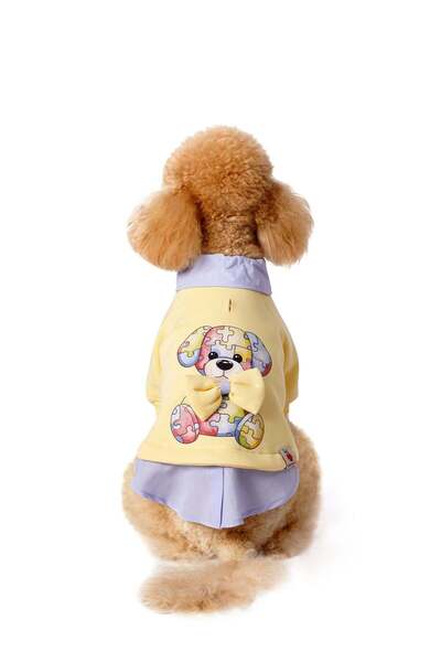 Açık Sarı Köpek Sweatshirt "Puzzle"