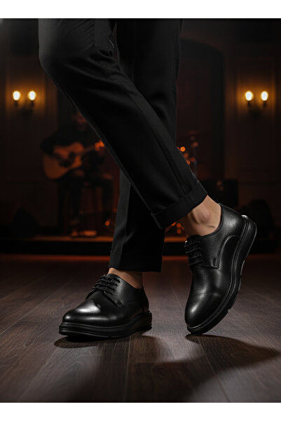 BIG KING Classic Model Leather Style Lace-Up Black Men's Shoes