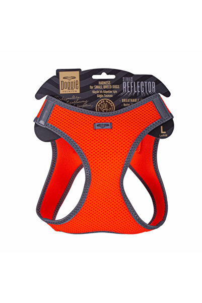 Doggie طوق صدر للكلاب من نوع هافالو منسوج عاكس للضوء، برتقالي كبير، 42-48 سم