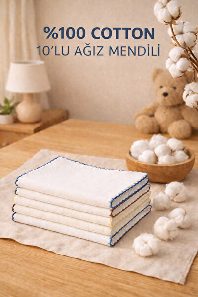 Pico Baby Pamuklu 10'lu Erkek Bebek Ağız Mendili 20x20