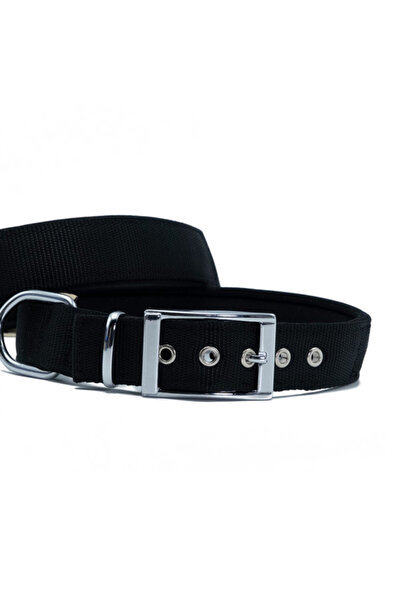 Doggie طوق كلب منسوج من Elite أسود متوسط 3x42-50 سم