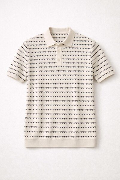 Valiberta Чоловіча футболка з віскозної тканини з візерунком Nordic - Екрю