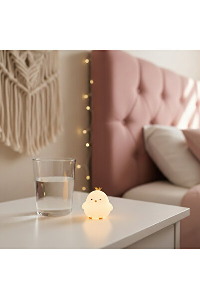ZUMRANKA 🐥 Sevimli Taçlı Civciv Led Gece Lambası Pilli - PİLLER DAHİL
