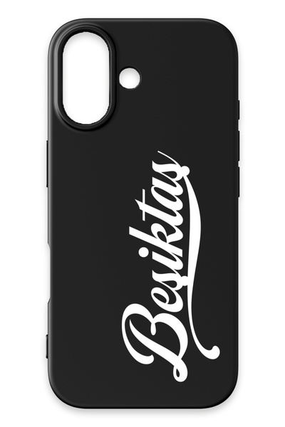 Beşiktaş iPhone 16 Uyumlu  Beşiktaş El Yazılı Siyah Telefon Kılıfı