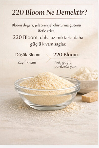 TİJDA Jelatin Sığır Toz 500 Gr.(% 100 SAF SIĞR YENİLEBİLİR, DOMUZ İÇERMEZ, HELAL SERTİFİKALI)