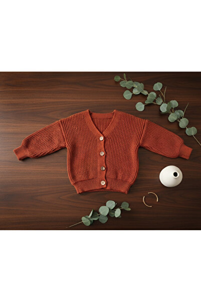 Nimini Kids كارديجان للأطفال كبير الحجم مزين بأزرار خشبية للجنسين