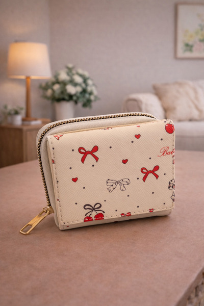 MODEL CÜZDAN Kadın Cüzdan Desenli Fermuarlı Kartlık Günlük Kullanım