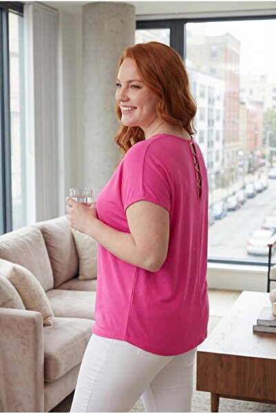 Ebsumu Bluză de damă, mărime mare, cu detaliu inel la spate, confortabilă din...