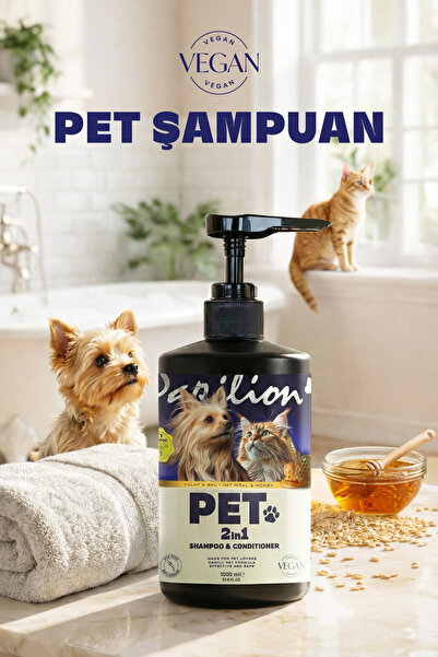 Papilion Yulaf & Bal Özlü 2’si 1 Arada Kedi Köpek Şampuanı ve Kremi Vegan 100...