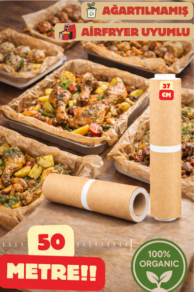 Broken Stone Kraft Pişirme Kağıdı 37 cm x 50 m Doğal Ağartılmamış Doğal Kokus...