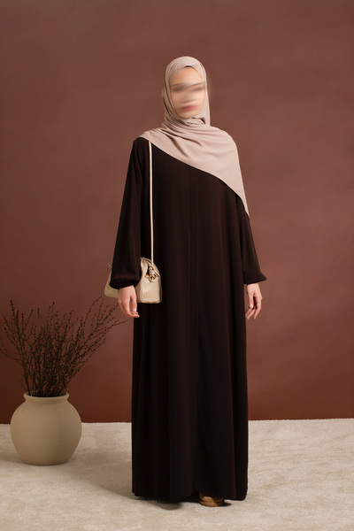 Lemaye Arya Ferace Tam Boy Fermuarlı Ferace - Acı Kahve