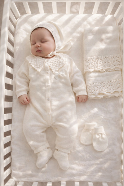 Mert Baby Luna Triko 5'li Organik Hastane Çıkış Seti %100 Pamuk Yenidoğan Üçg...