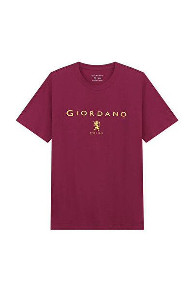 Giordano تي شيرت رجالي قطني بقصة ضيقة وطبعة مميزة