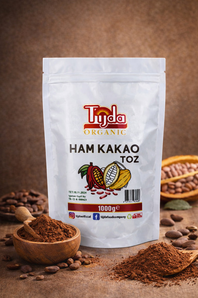 TİJDA Organik Ham Kakao Tozu Glütensiz - Vegan 1 Kg