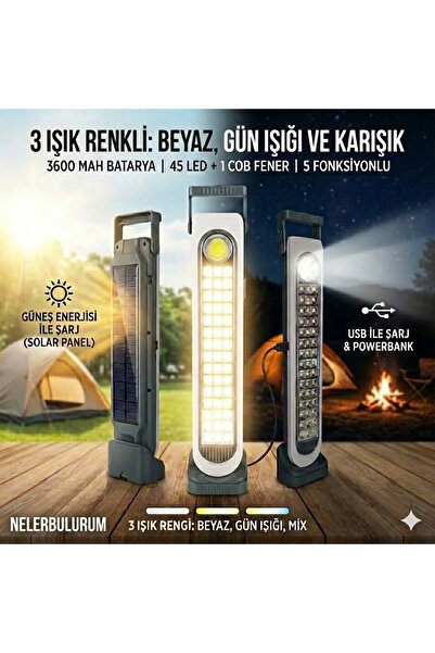 nelerbulurum 45 Ledli 5 Fonksiyonlu Günışığı Ve Beyaz Işıklı 45w 5 Fonksiyonl...