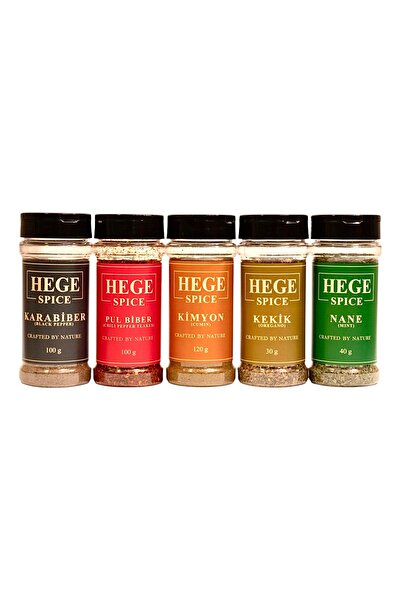 Hege Spice Anadolu Beşlisi 5'li Paket (Karabiber, Pul Biber, Kimyon, Kekik, N...