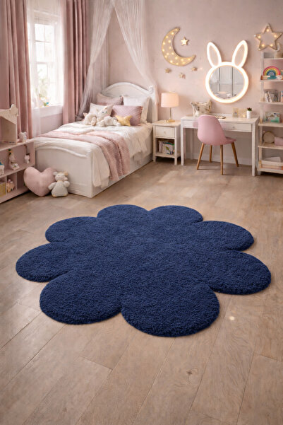 SOFT DECOR Kaymaz Taban Yuvarlak Papatya Şekilli Halı Modern Salon Koridor Mu...