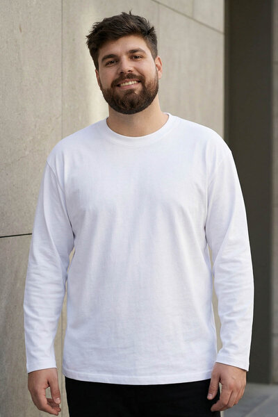 TOMMY LIFE Ανδρικό μπλουζάκι με μακρυμάνικο μπλουζάκι με λευκό λαιμόκοψη - 88107