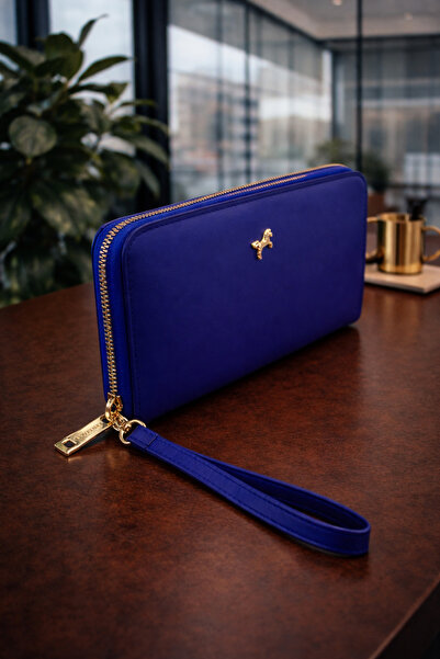 MODEL CÜZDAN Kadın Cüzdan Büyük Boy Deri Fermuarlı Kartlık Mavi