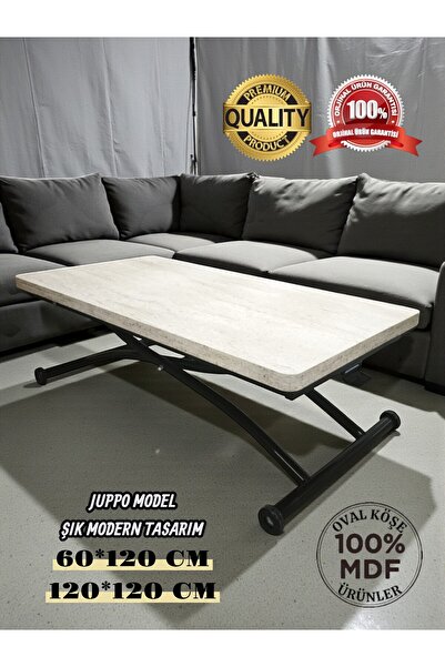 SEHPAM AKILLI Juppo Üst Tabla Mdf Traverten Oval Köşe Alt Mekanizma Sağlam Me...