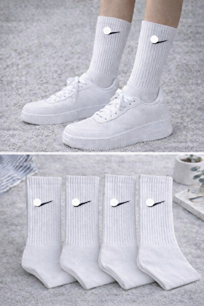 deja poo 4 Pairs Unisex Sports Socks Daily Socks White Socks Teak Patterned S...