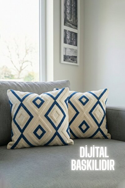 Hayal Dekoratif Punch Nakış Desen 3D Dijital Baskılı Mavi Renkli Nakış Üçgen ...