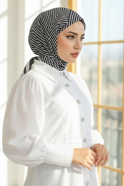 Bestenur Чорний шарф з візерунком Carol 1181