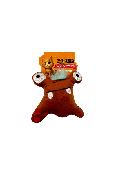Petzzcats لعبة قطة قطيفة من كوربي ماتاتابي مع صوت خشخشة، لون بني، 13×12 سم