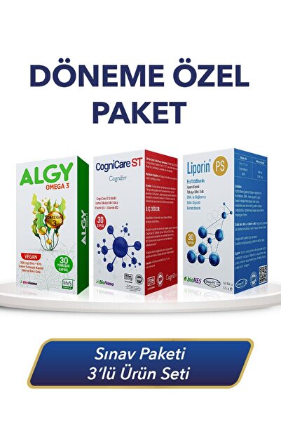 ALGY Sınav Paketi | CogniCare ST & Omega 3 & Liporin PS (DHA & Cognizin Sitik...