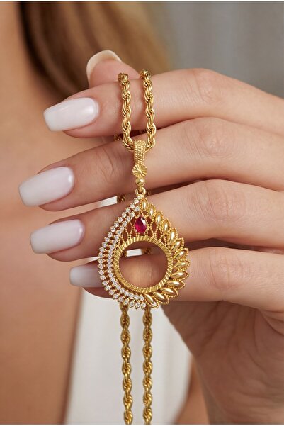 FerizZ Çeyrek Çerçeveli Kolye Ucu Altın Kaplama TGR-682