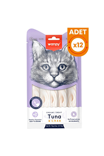 Wanpy Krema Ton Balık ve Yengeçli Kedi Ödül Maması 12 Adet 5x14 Gr