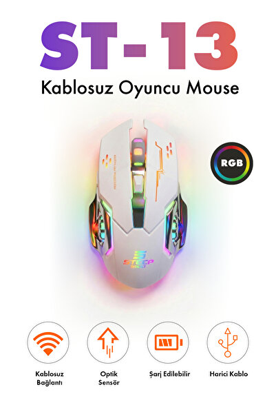 Steep Solid ST-13S Kablolusuz - Wiriless Şarjlı RGB Gaming Oyuncu Mouse