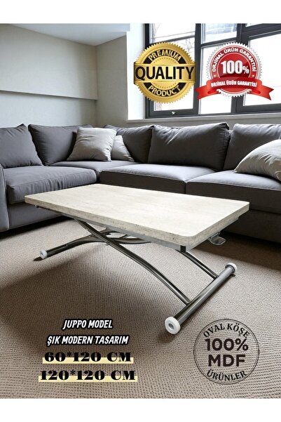 SEHPAM AKILLI Juppo Üst Tabla Mdf Traverten Oval Köşe Alt Mekanizma Sağlam Me...