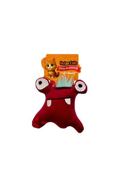 Petzzcats لعبة قطيفة للقطط من كوربي ماتاتابي مع صوت خشخشة، لون أحمر، 13×12 سم