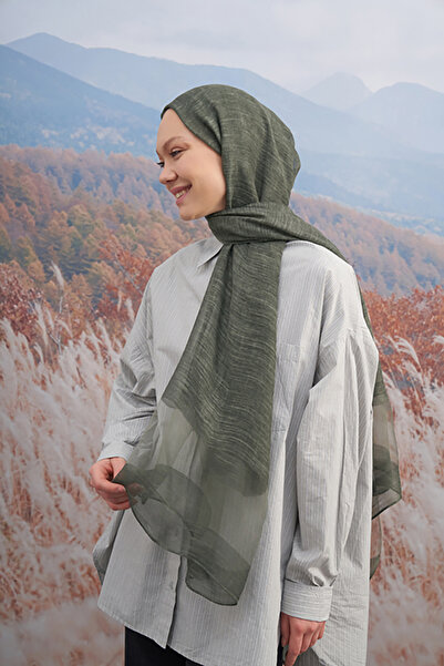 ARMANDA Șal anticat din mătase - Kaki