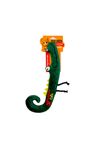 Petzzcats لعبة قطة قطيفة كرودي ماتاتابي مع صوت خشخشة، أخضر، 30×8 سم
