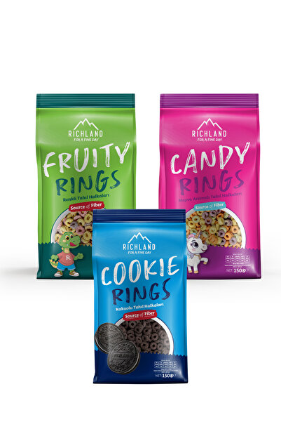 Richland Rings Ailesi Deneme Seti 150 Gr X 3 Adet ( Candy Rings, Fruity Rings...