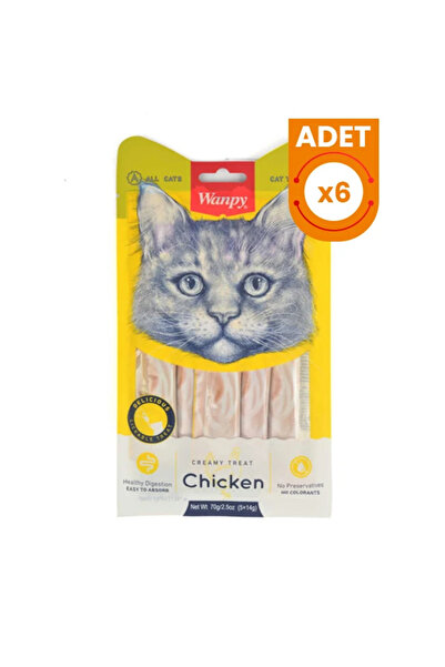 Wanpy Tavuklu Sıvı Kedi Ödül Maması 6 Adet 5x14 Gr