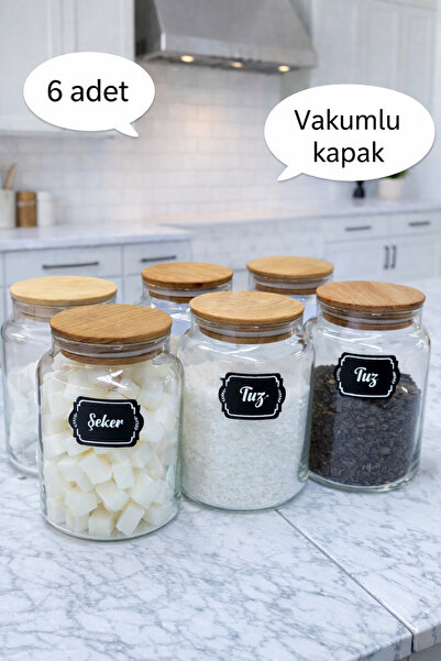 LİNGO HOME Set of 6 890ml Glass Jars with Vacuum Lids and Silicone Seals - Sp...