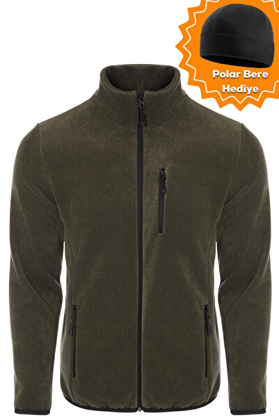 GHASSY CO. Erkek Pro Rüzgar Geçirmez 5 Cepli Outdoor Tam Fermuarlı Polar Ceket