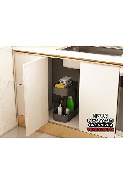 İndecor Houseware Lizbon Çok Amaçlı 2 Katlı Banyo Organizer Düzenleyici Dolap Içi Tezgah Altı TEKERLEKSİZ Organizer