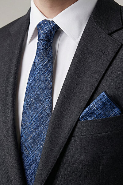 Milleniva ربطة عنق ومنديل أزرق بنمط قديم