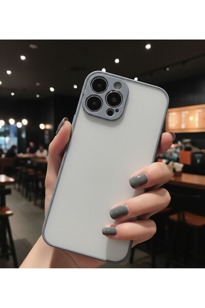 AKSEFİZZ iPhone 12 Pro Max Uyumlu Kılıf Mat Buzlu Şeffaf Ince Tasarımlı Kapak