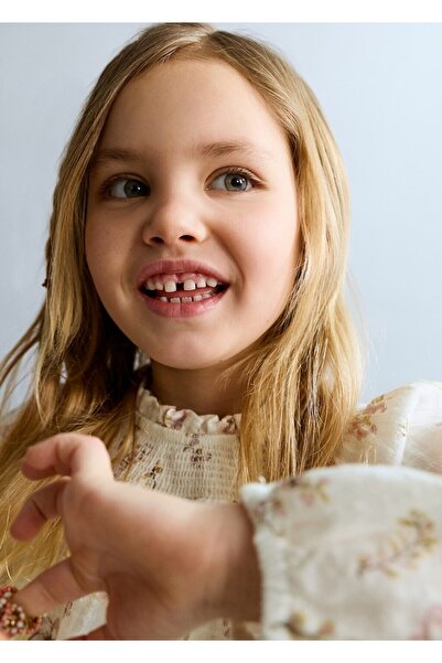 MANGO Baby Çiçek desenli pamuklu bluz