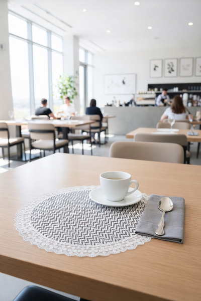 Rona Home Luxury Lace Edged Zigzag Patterned Round Placemat American Placemat...