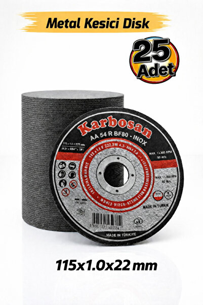 KARBOSAN İnox Metal Kesme Diski 115 mm – 1.0 mm 1 Kutu (25 Adet)