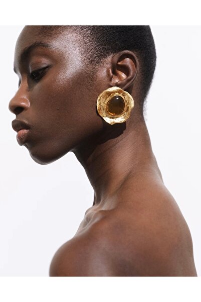 Charmist Steel Asymmetric Lalin Mng Coffee Earrings