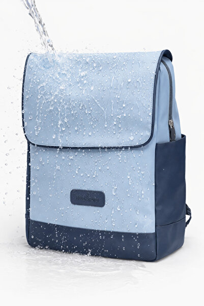 Blue Burry حقيبة ظهر أنيقة مقاومة للماء بغطاء قلاب - حقيبة خفيفة الوزن للمدرس...